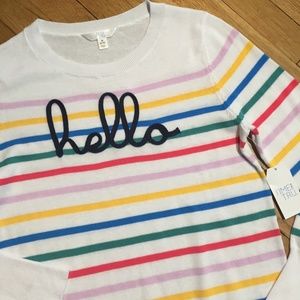 NEW time and tru Hello Sweater L Rainbow Stripe